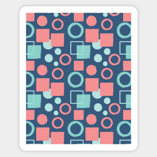 Pink and Blue Squares and Circles Seamless Pattern 013#002 Sticker